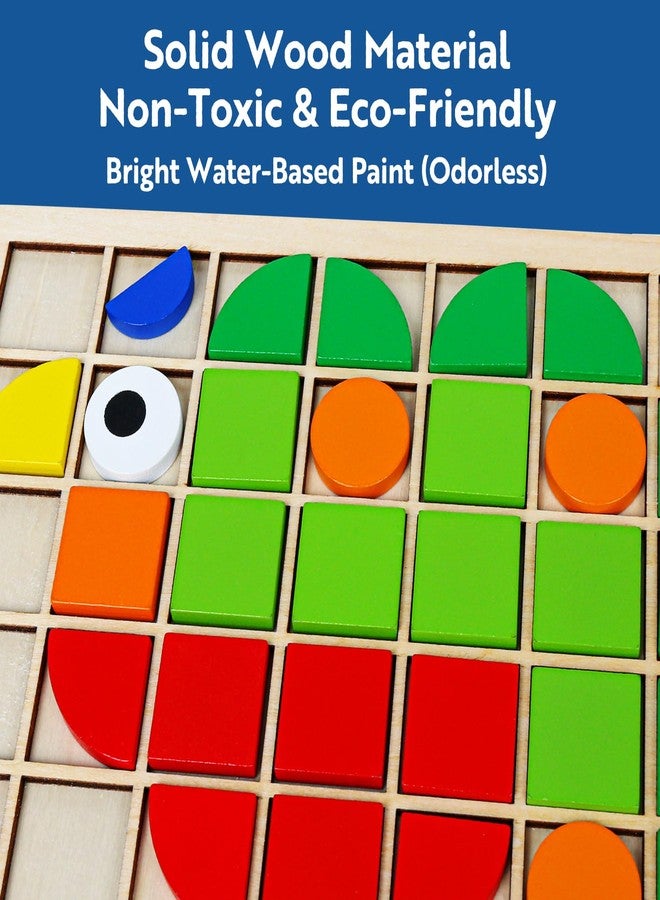 FQKIOMY Wooden Stacking Puzzle Toy,120 Pcs Colorful Pattern Blocks Set Geometric Shape Puzzles for Kids Ages 3+, Montessori Preschool Educational STEM Puzzle Toys for Classroom Learning Kindergarten - Image 3